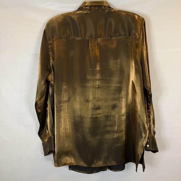 Vintage Karen Scott II Iridescent Bronze / Brown Blouse Size 1X - Picture 7 of 12